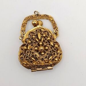 Vintage Purse Locket Pendant 10k Gold Plated